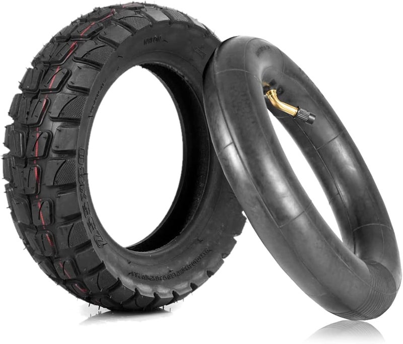 AceSupever 10 inch Scooter Tire, 10'' Electric Scooter Tire & Inner Tube (1 Set), Off Road City Road Tire 10in Inflatable Tyre for 255x80 Electric Scooter - Rim Size 6 Inches - Image 1